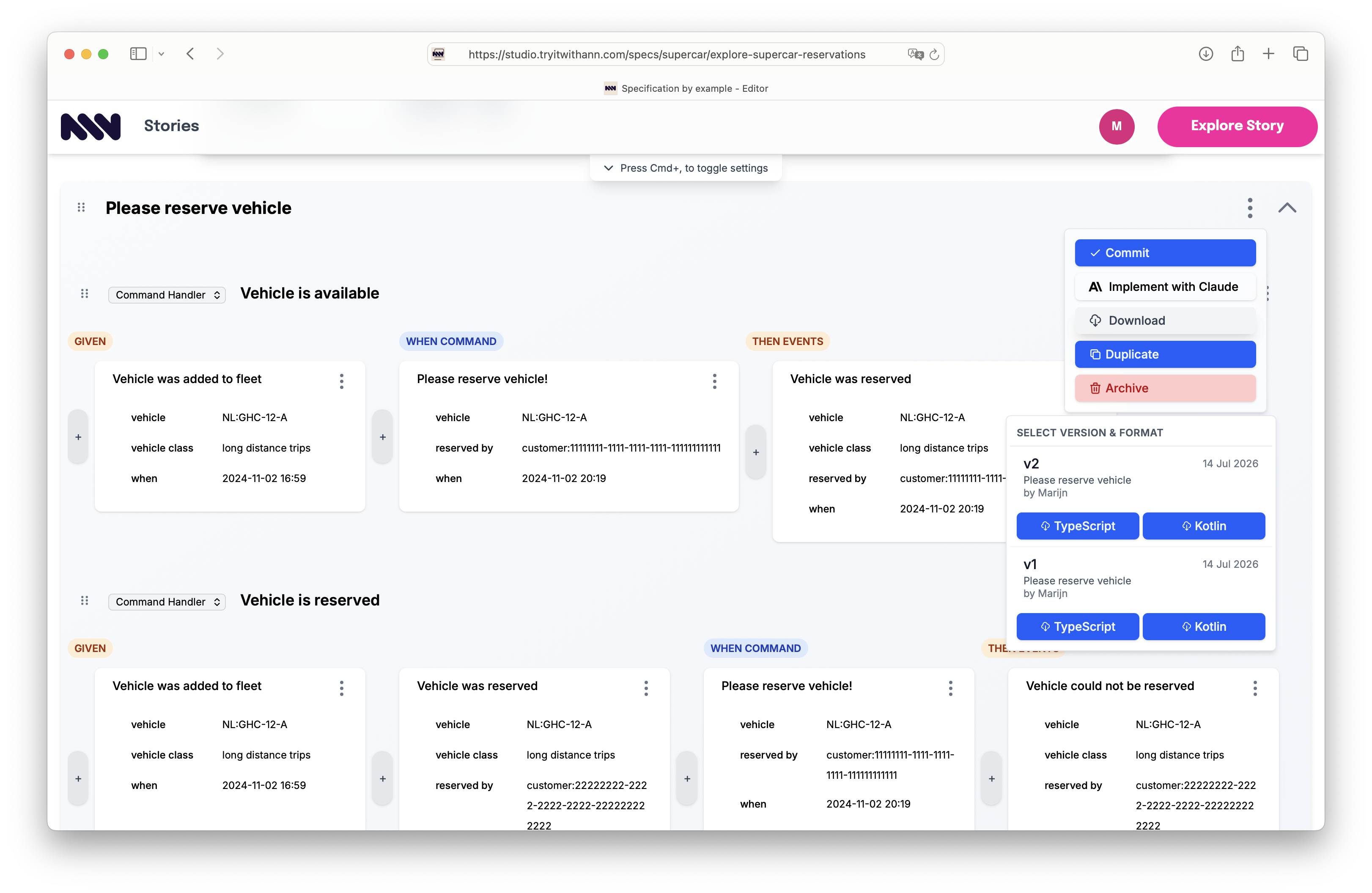 Executable specification in Ann Studio